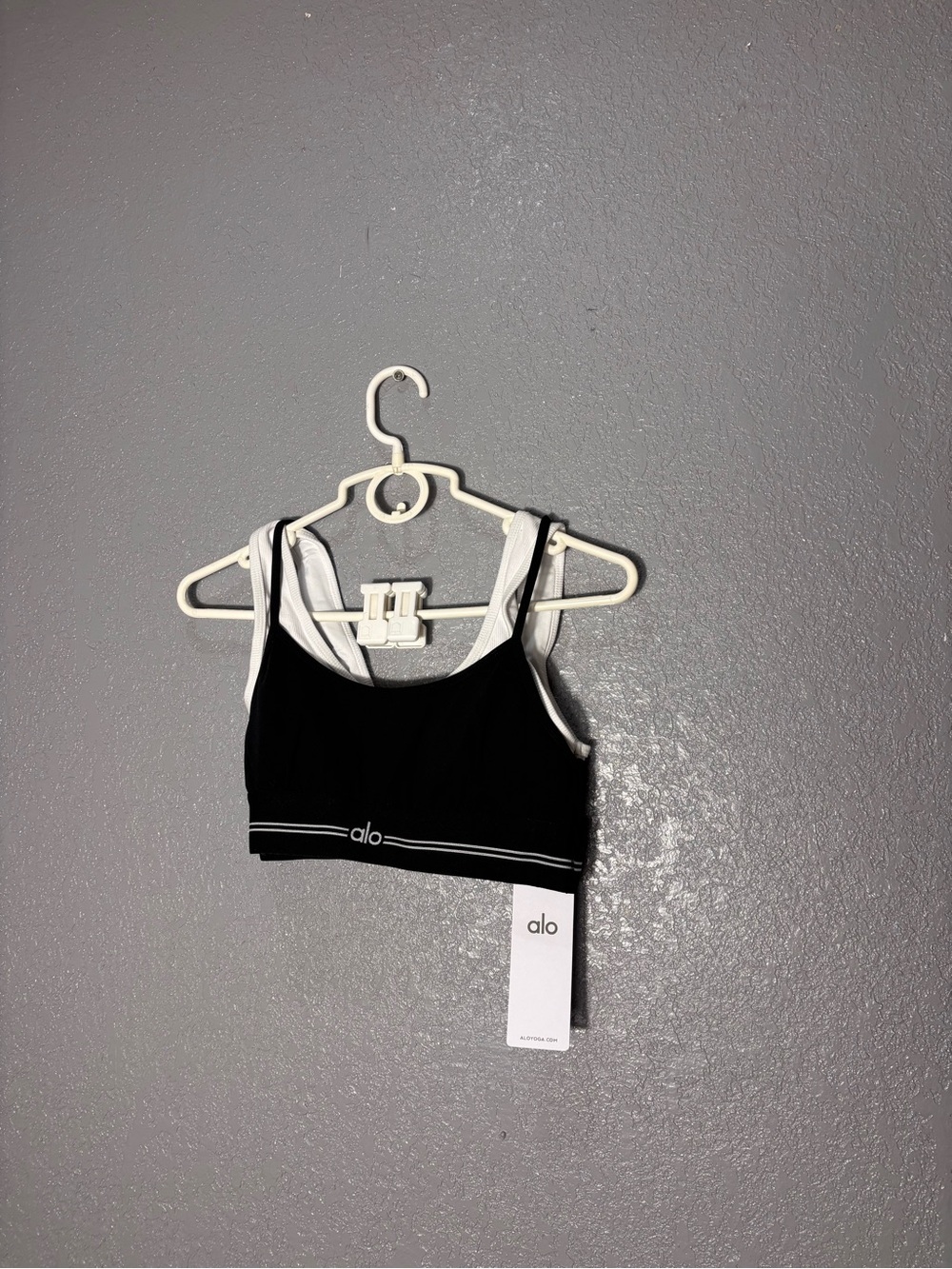 ALO Yoga Black and White Sports Bra Bodysuit Top